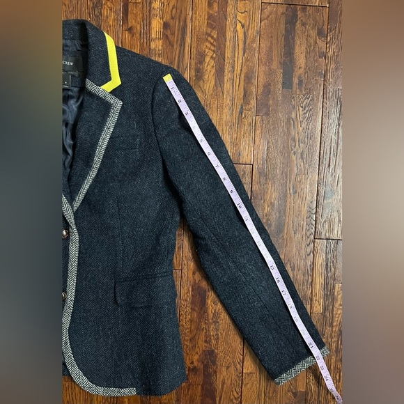 J CREW Wool Schoolboy Blazer with Neon and Herringbone Trim in Navy Size 0 - Picture 5 of 7